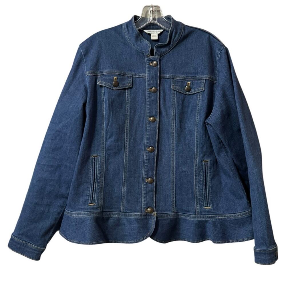 Coldwater Creek Women Large Blue Denim Button Jean Jacket Y2K Business Casual